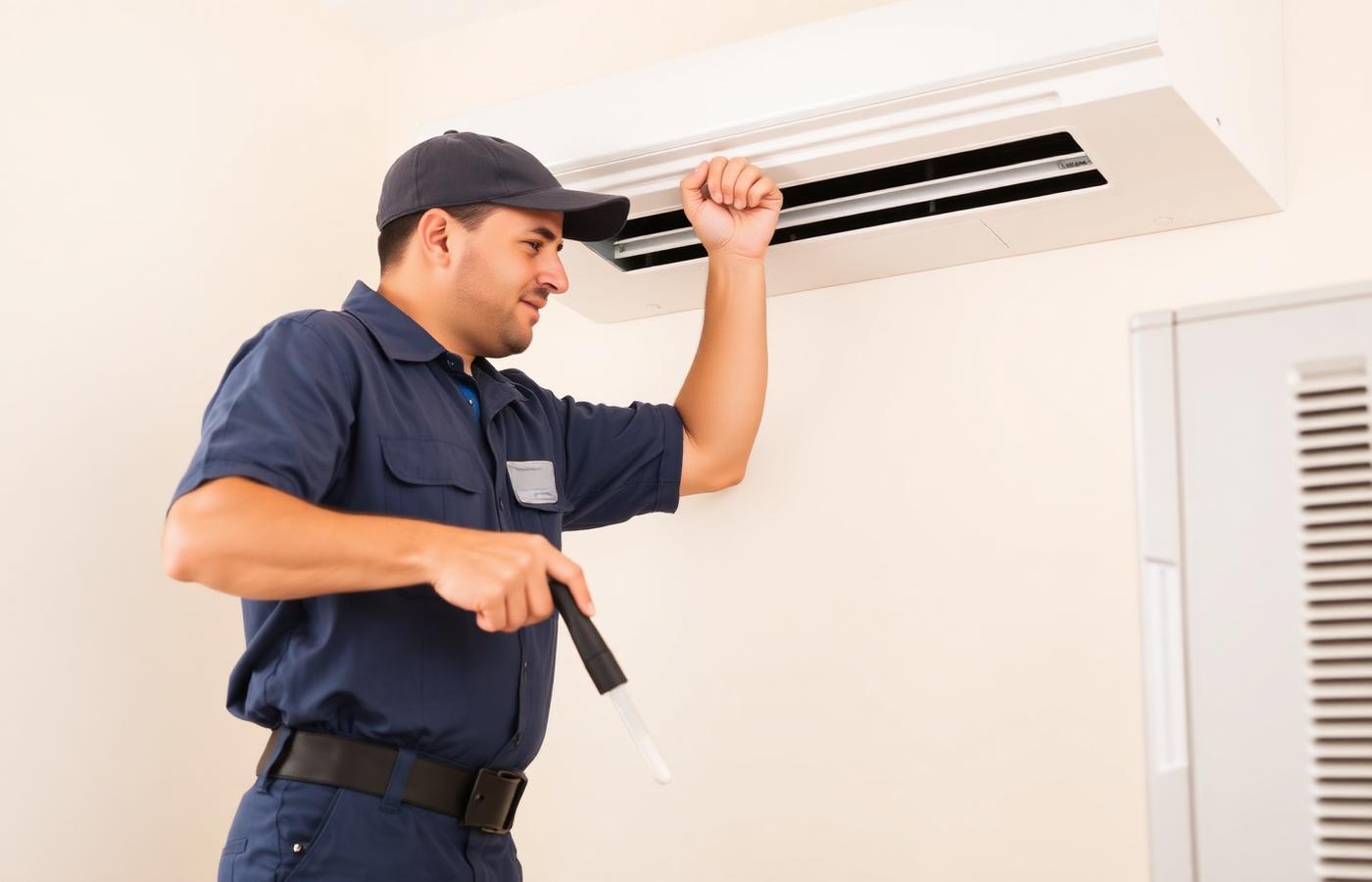 Technicien IRH réalisant une installation